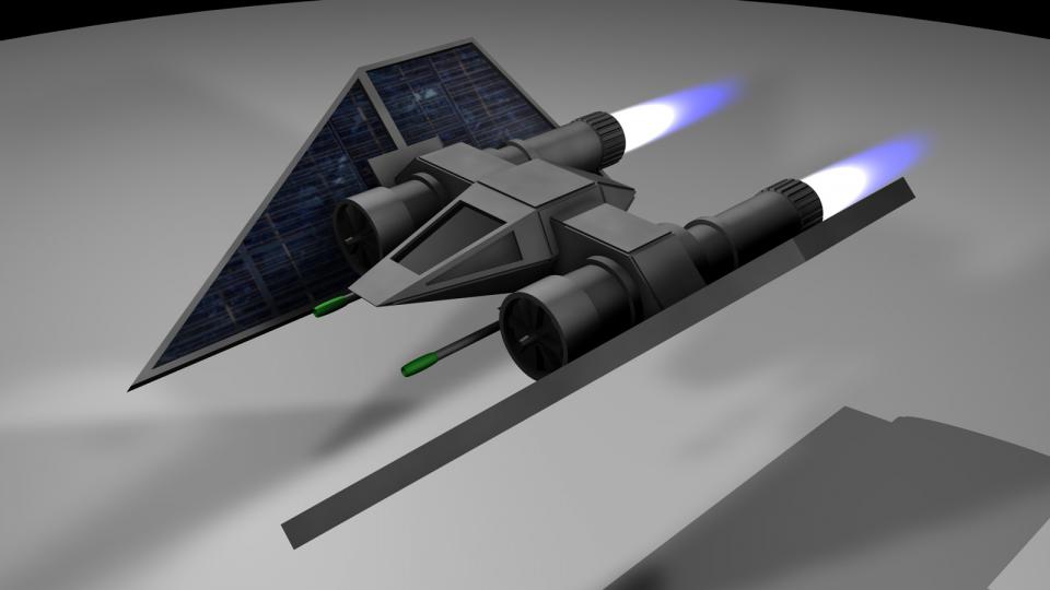 The Defender was an interceptor-class fighter and the cheapest fighter the player could buy. Armed with three laser cannons, it provided a rapid steam of fire, but could not carry any cargo or noteworthy upgrades. While its shields would recover with insane speed from gun hits, a single missile was enough to destroy a Defender.