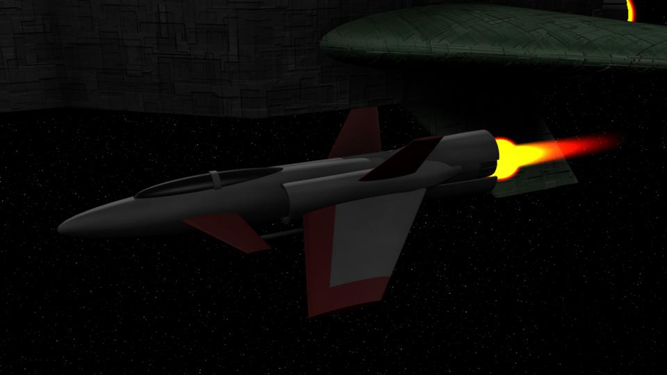 Ich habe mich bei meiner Version der Hawk so nah wie möglich am Original orientiert. Sie demonstriert hervorragend das typische Design der meisten EVC-Schiffe - einen torpedoförmigen Rumpf mit Triebwerken und Flügeln.