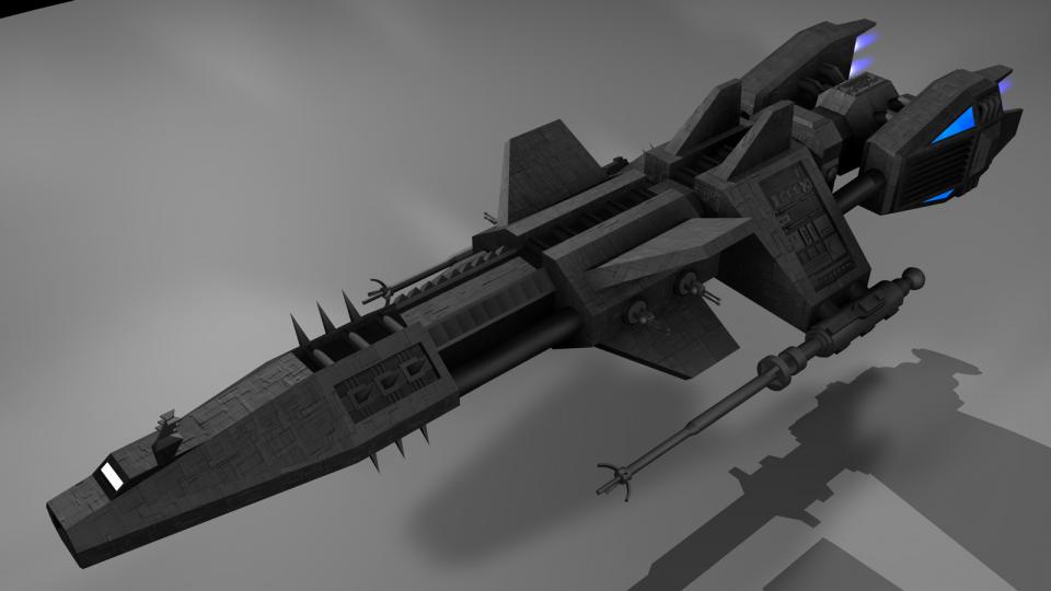 The Permetior was designed as a long-range scout, reconnaisance and science vessel. It is fast and carries two unusually large forward mounted laser cannons. It will make an appearance in Revenant Wraith. Created July 2006