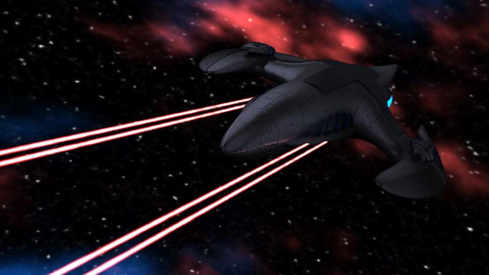 The Wyvern firing its beam cannons.
